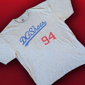 DC Short Sleeve Crewneck Tee in Gray with Blue Logo & Red '94